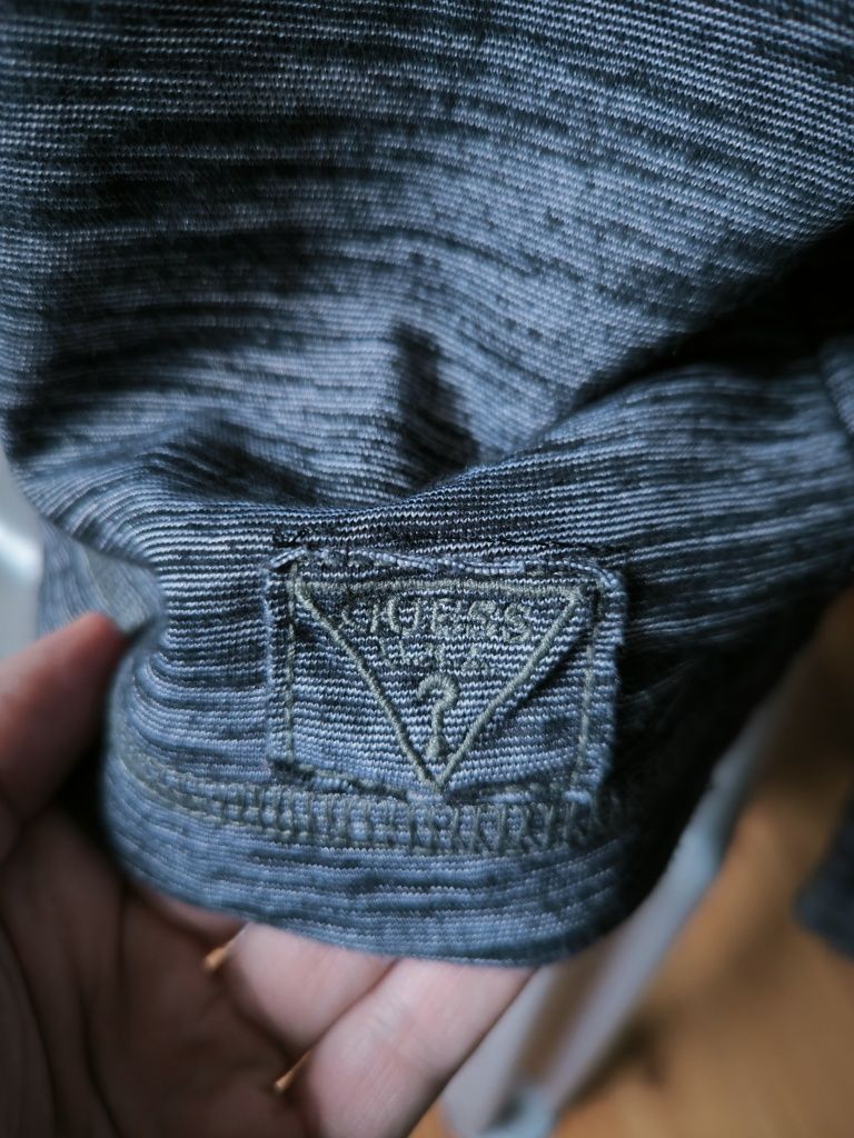 Guess longsleeve męski L koszulka z długim rękawem ciemny szary melanż