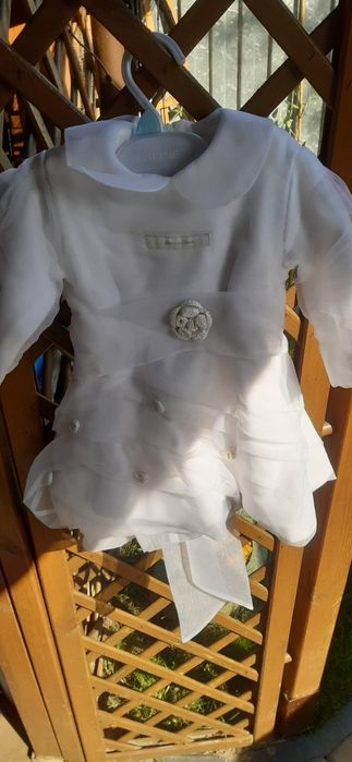 Sukienka +płaszczyk do chrztu dla dziewczynki r.74