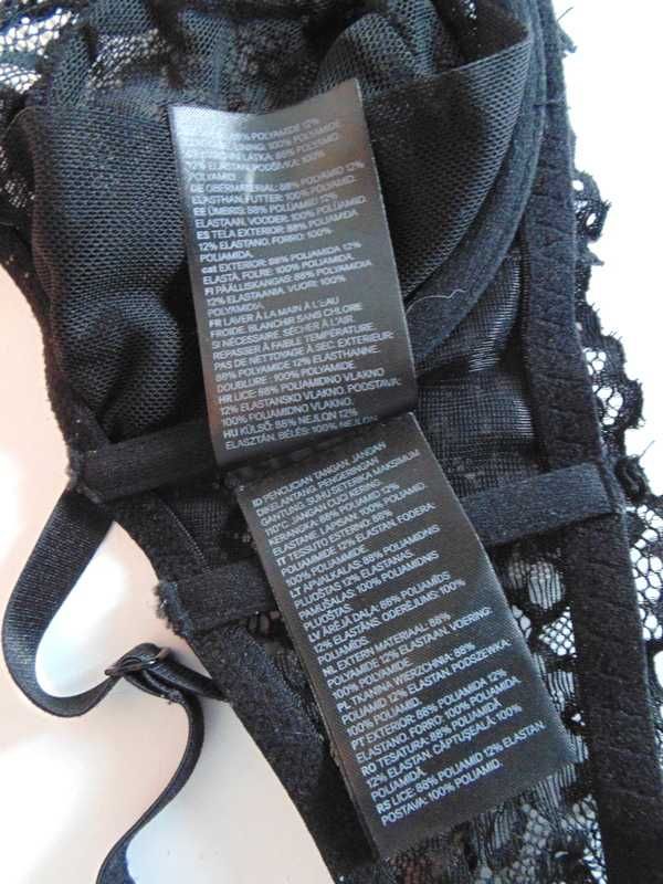 H&M czarny modelujący koronkowy biustonosz 70D
