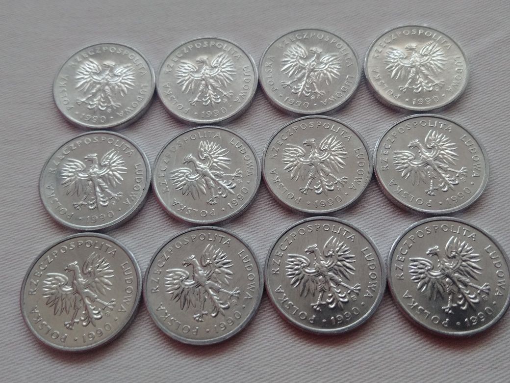 Monety PRL 2 zł 12 sztuk z roku 1990 AL.
