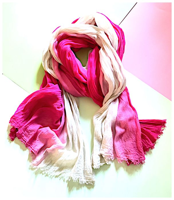 Conjunto 3 Echarpes/Cachecóis Rosa e Branco