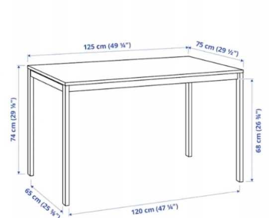 Stół kuchenny Ikea prostokątny biały 75 x 125 x 68 cm