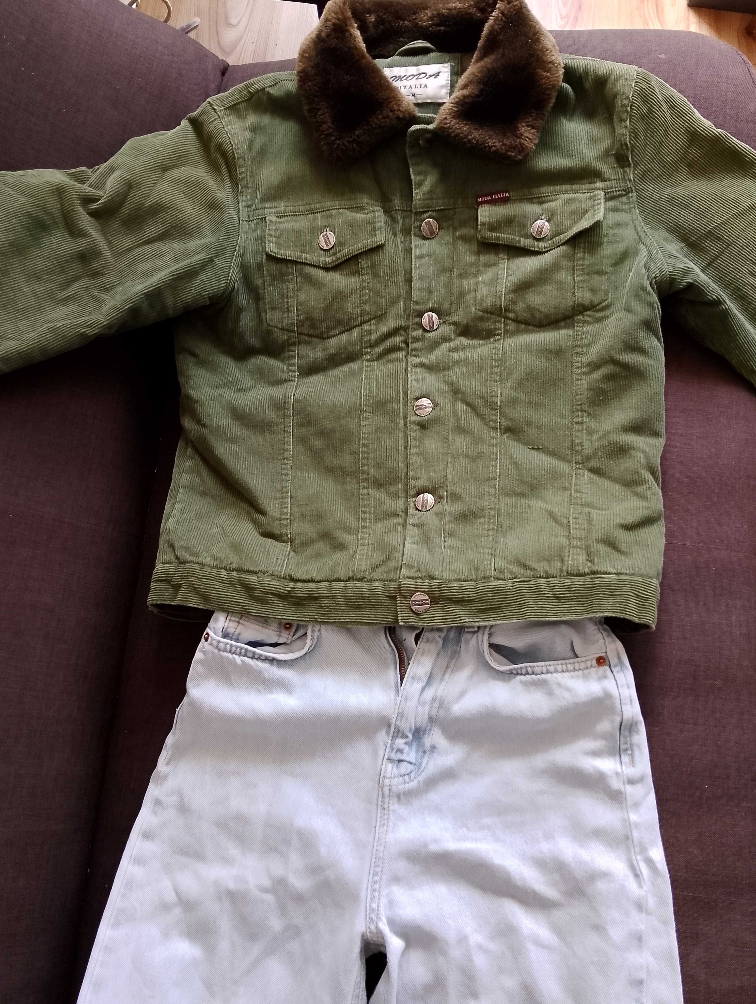Kurtka MODA ITALIA+ spodnie STRADIVARIUS dzwony.
