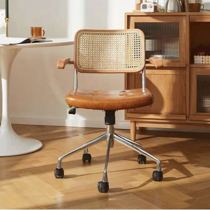 Krzesło biurowe retro rattanowe obrotowe – Amazon