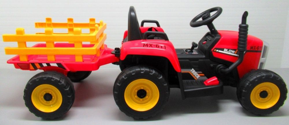 Dziecięcy Traktorek na akumulator, z przyczepką czerwony