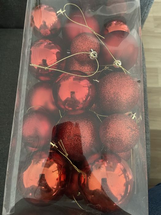Bombki choinkowe 40 szt plastikowe czerwone