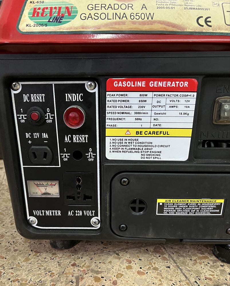Gerador gasolina 650 w.