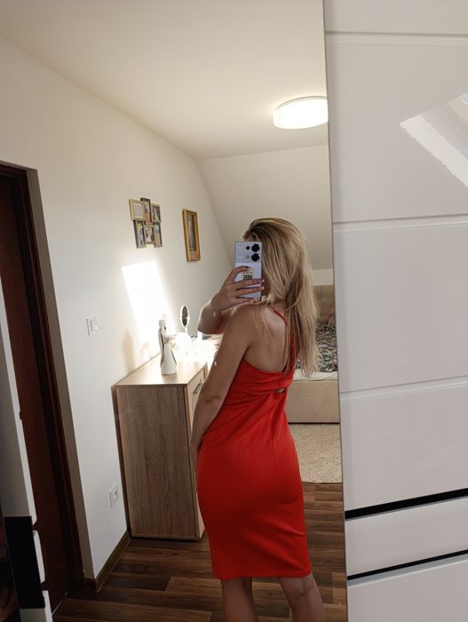 Sukienka ASOS imprezowa koktajlowa sylwester MIDI dekolt sexy kobieca