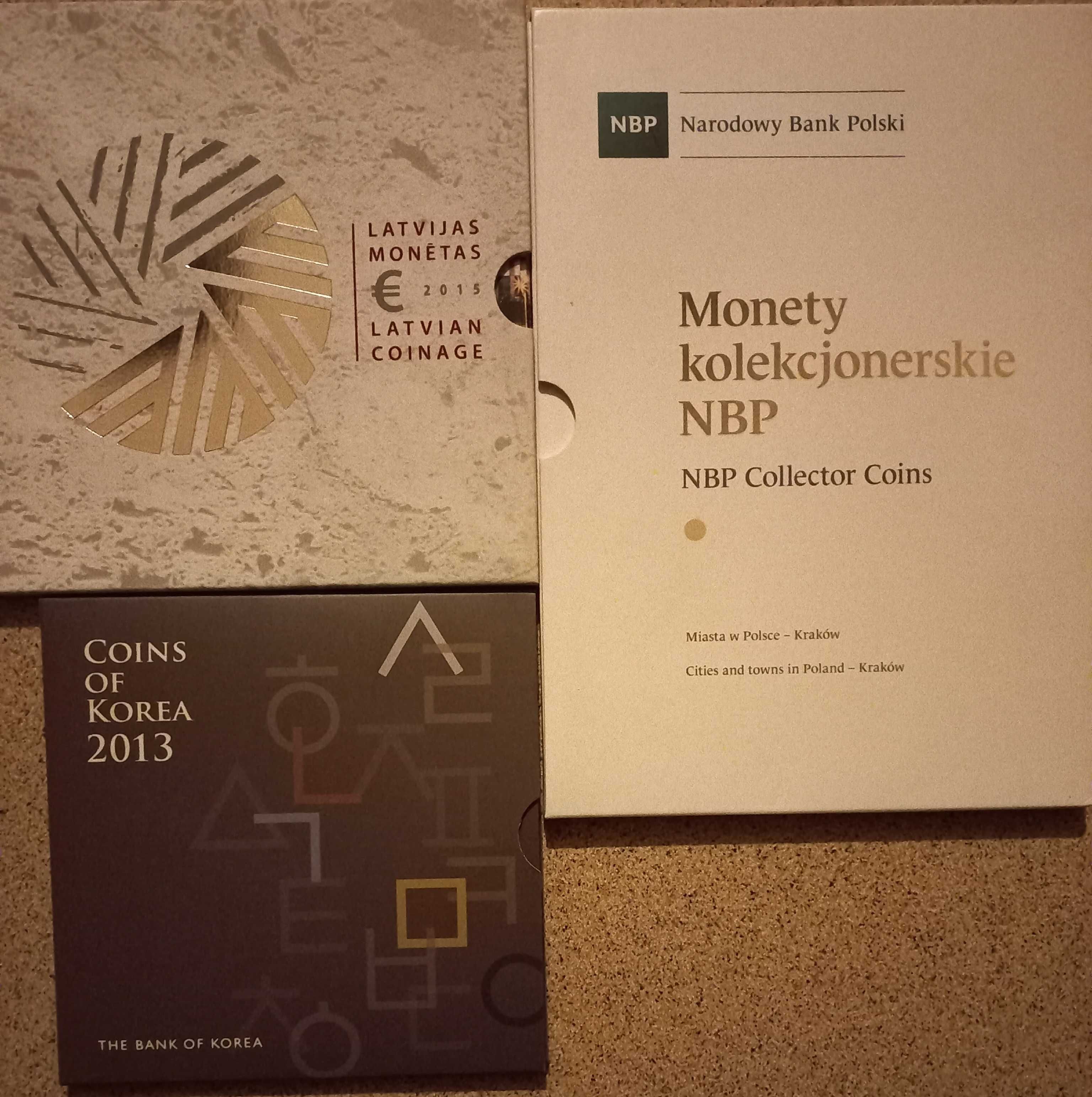 Moedas coleção Polónia, Coreia 2013, Letónia 2015
