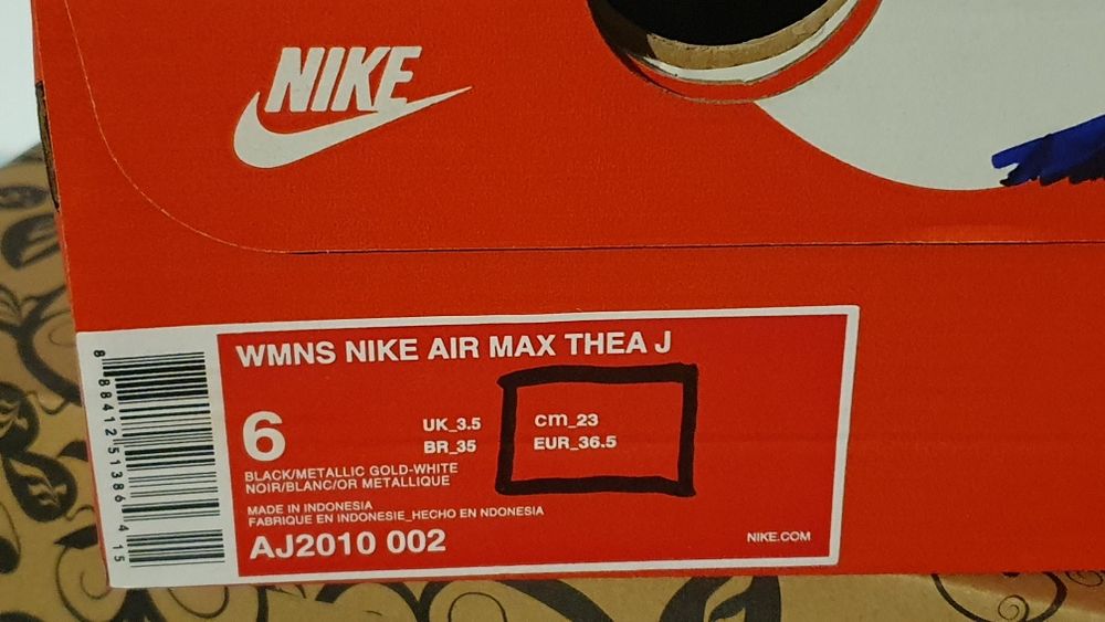 Sneakersy damskie czarne Nike Air Max Thea rozmiar 36.5  wkładka 23 cm