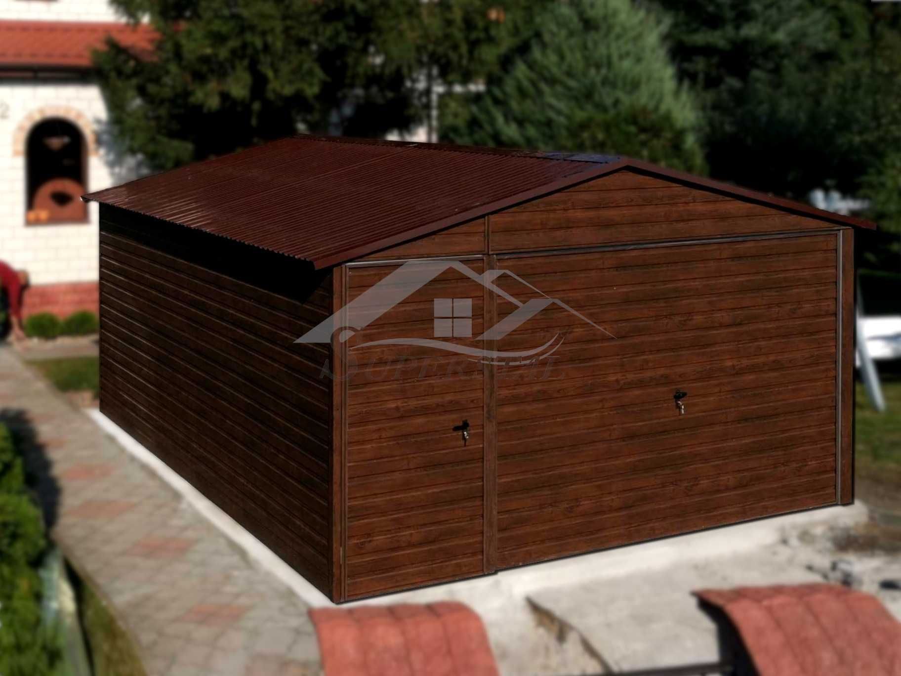 Garaż blaszany drewnopodobny na wymiar 4x5 4x6 4x7 5x5 5x6 5x7 6x5 6x6