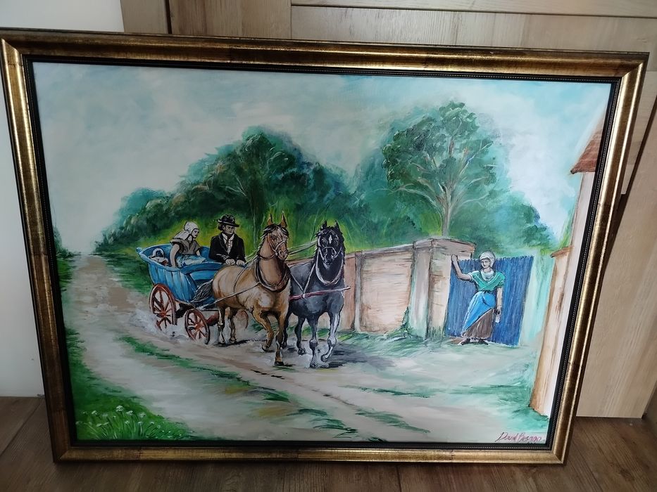 Obraz olejny duży z ramą