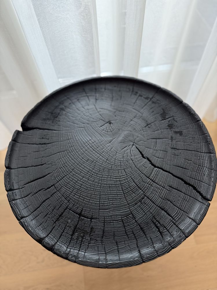Stolik – opalany plaster drewna, 46cm średnicy, loft!