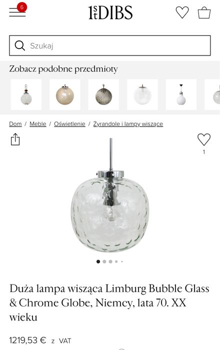 Wisząca Szklana Lampa Kula Bubble Glashütte Limburg Space Age Modern