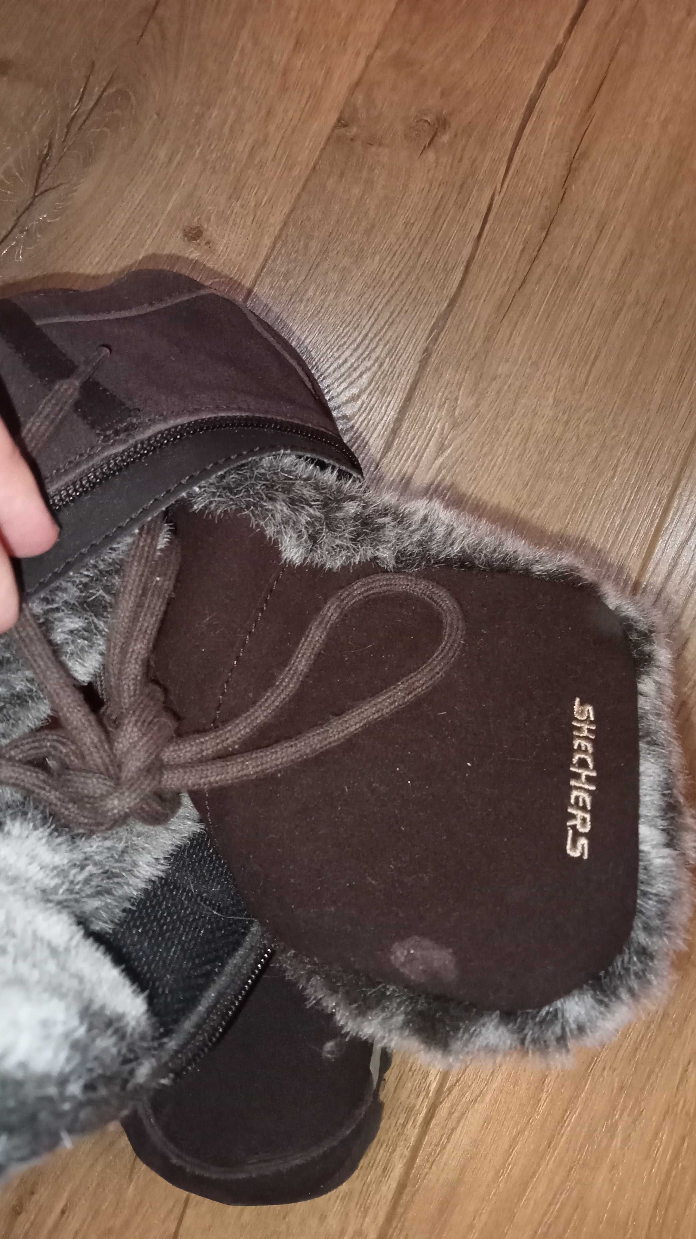 Skechers śniegowce ciepłe modne 40 skórzane wiązane góry skóra