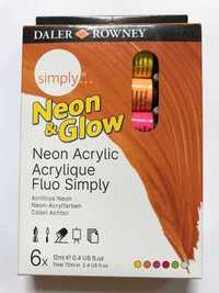 Zestaw farb akrylowych Daler Rowney Simply Neon & Glow 6x12ml