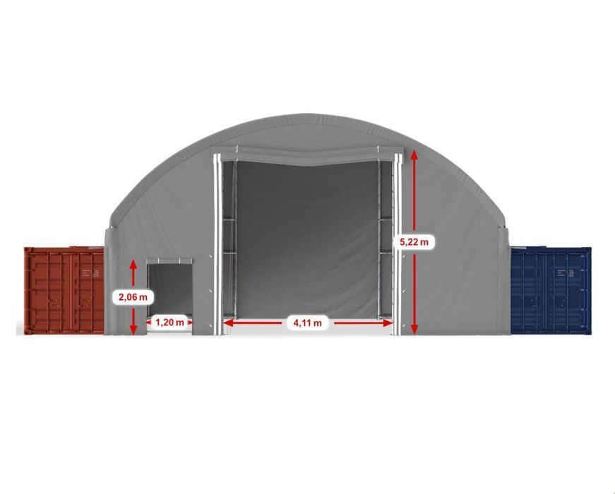 10x12m Namiot ZADASZENIE do kontenerów WEJŚCIE+WJAZD