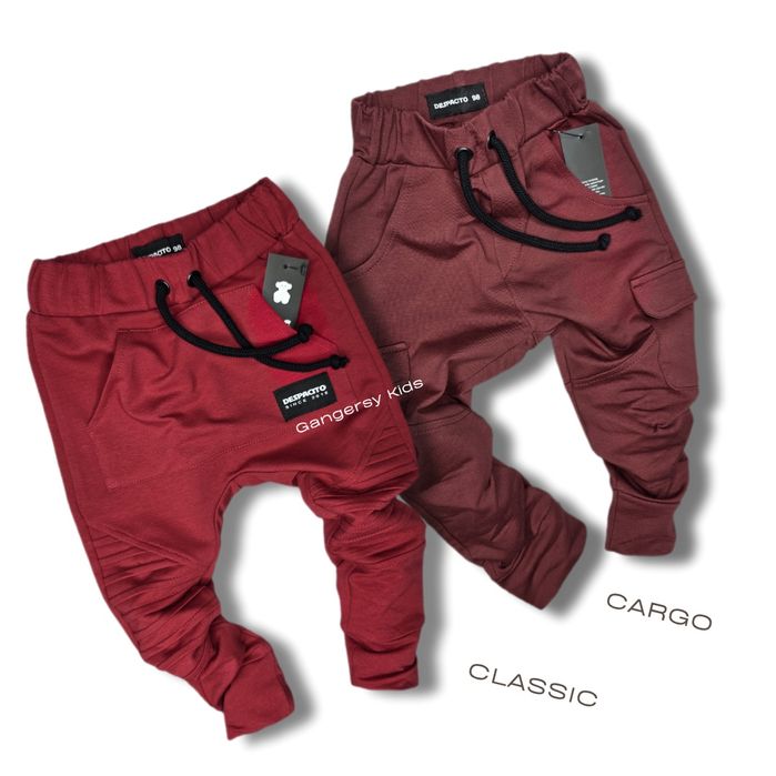Spodnie Despacito baggy slim cargo bordo