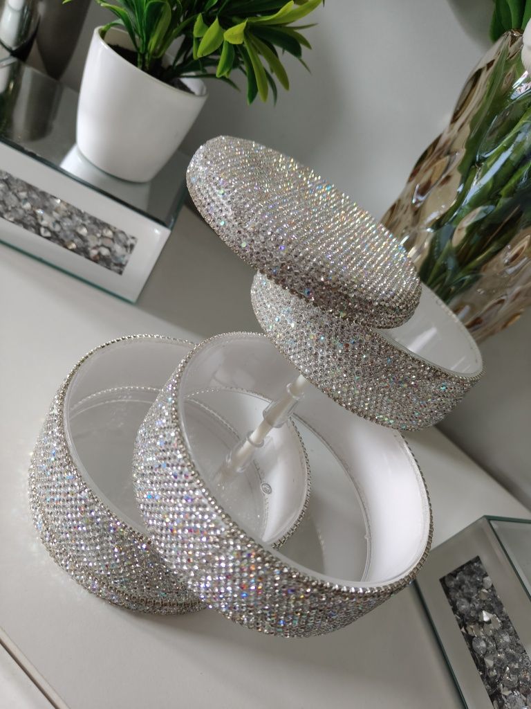 Rozkładany pojemnik plastikowy z cyrkoniami holo Glamour