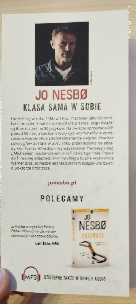 Jo Nesbo "Pierwszy śnieg" nowa, nieużywana