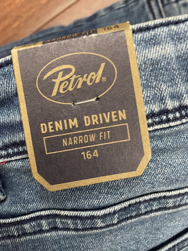 Spodnie jeansy wąskie ze stretch Petrol narrow 12/13 lat rurki 158 164