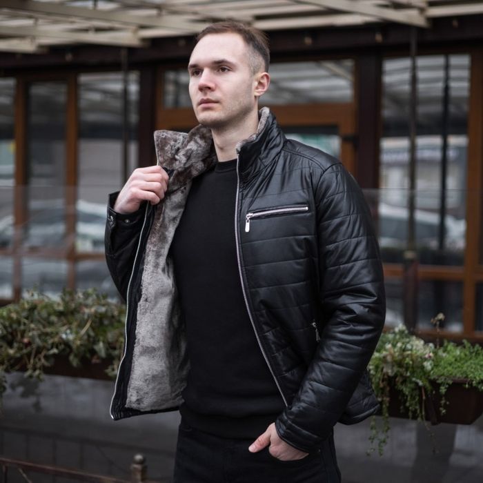 ‼️ АКЦИЯ Мужская кожаная куртка зимняя на Меху. Чоловіча шкіряна зима