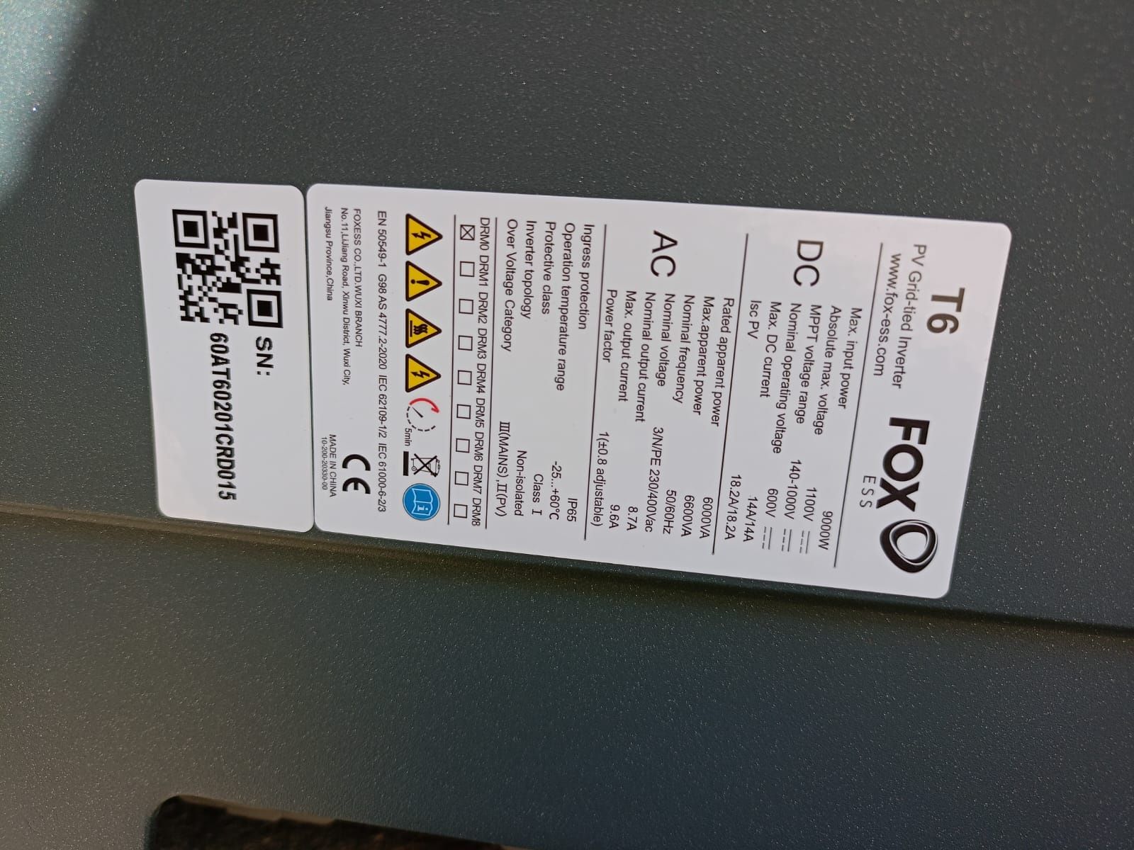 Falownik inwerter FoxESS T6 G3 t6.0 ok. 9 lat gwarancji