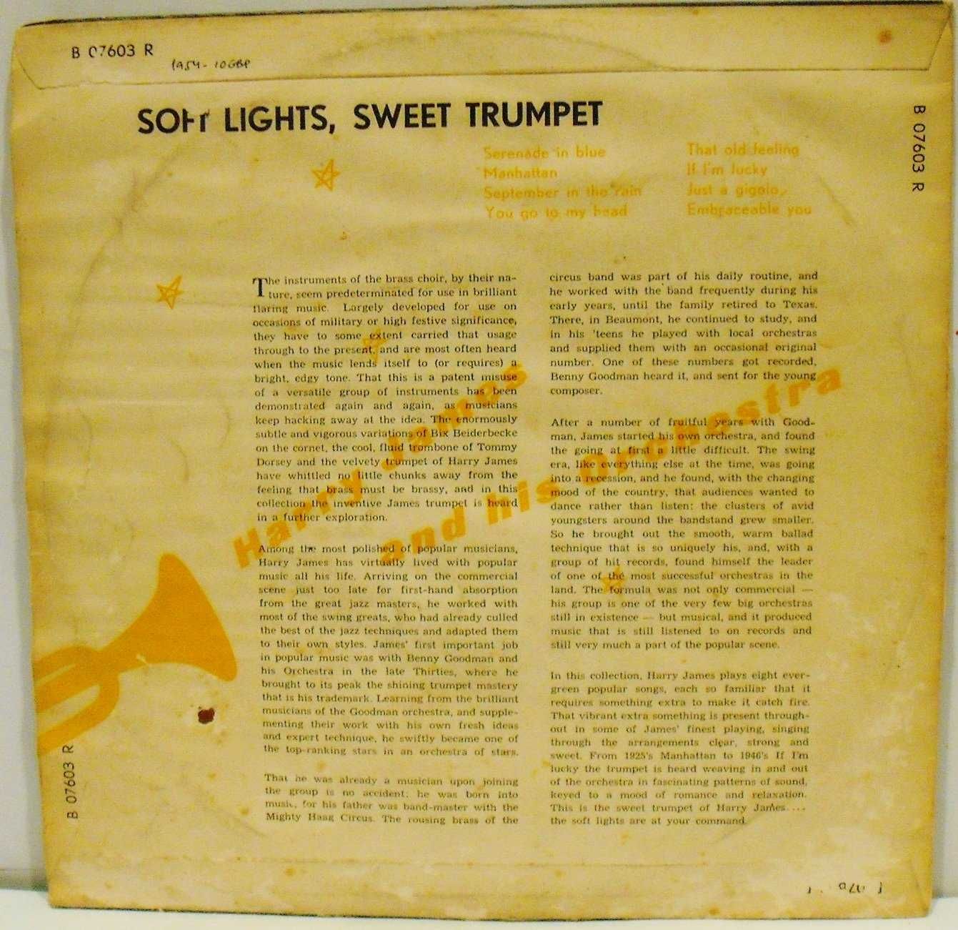Harry James And His Orchestra Soft Lights, Sweet