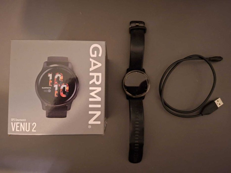 Garmin Venu 2 - 45 mm - czarny - używany - stan bardzo dobry - sprawny