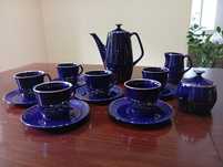 Kobaltowy serwis do herbaty dla 6 osób, Porcelit, Pruszków, lata 60-70
