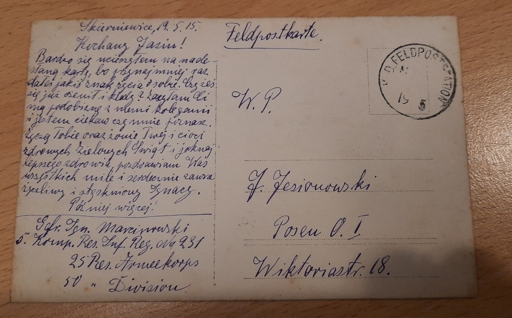 stara pocztówka wojsko 1915 rok