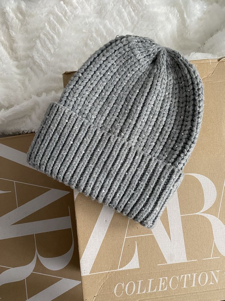 Zara czapka beanie szara czapka