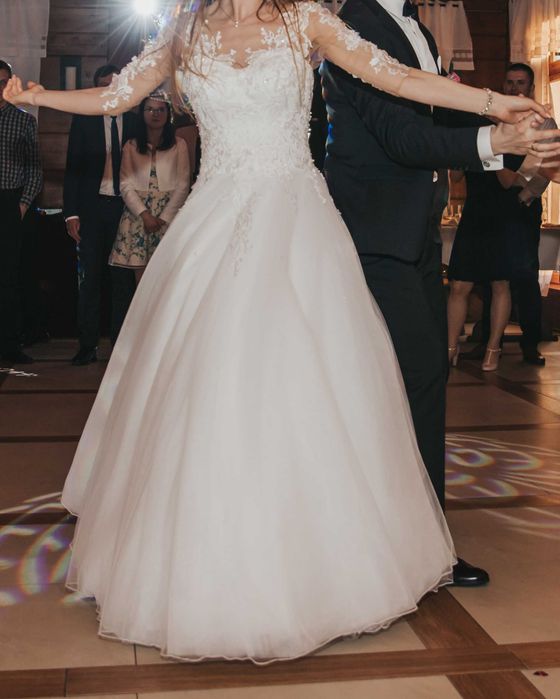 Suknia biała ślubna koronkowa z koronką S XS 34 36