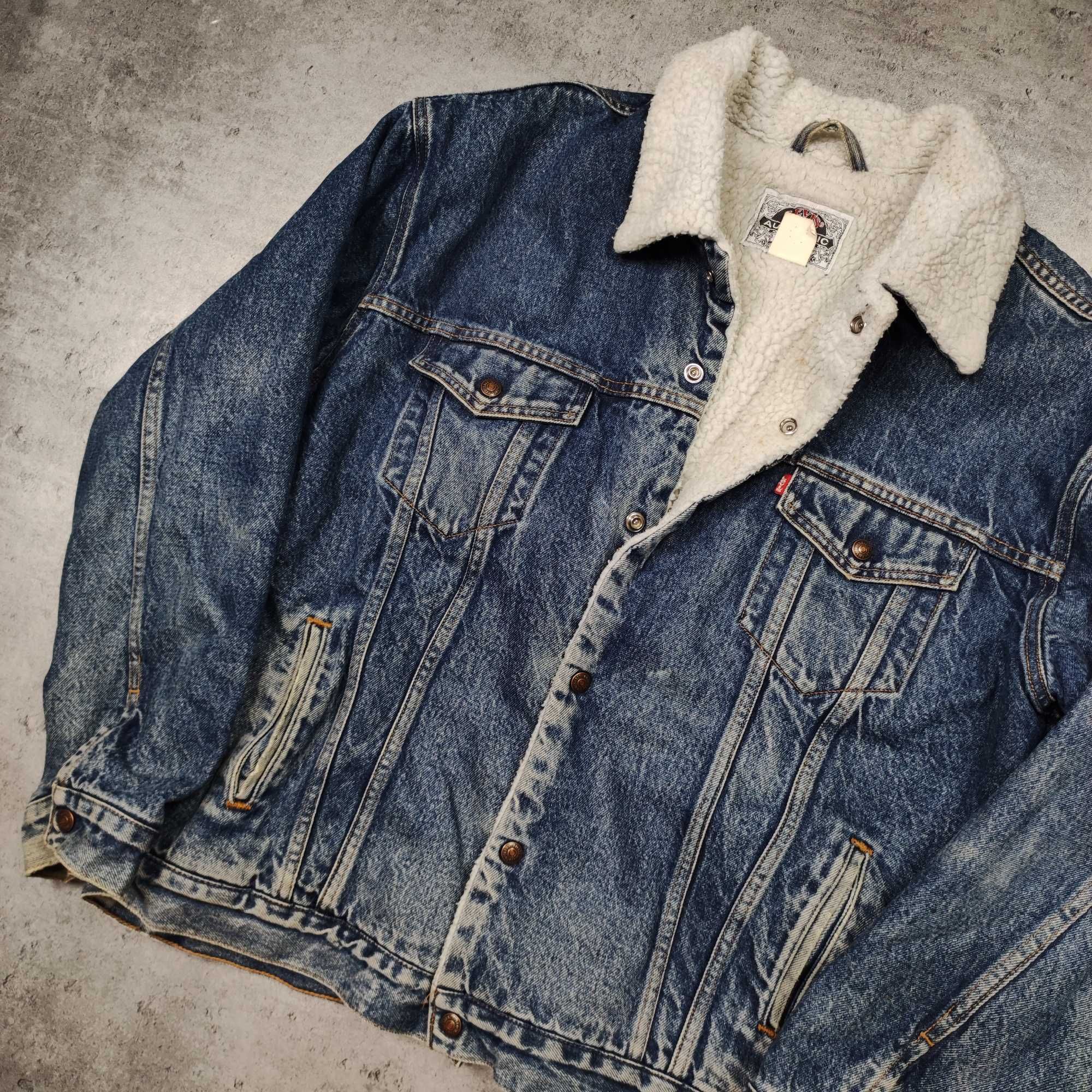 MĘSKA Vintage Unikatowa Kurtka Levis z Lat 90s Jeansowa Misio Sherpa