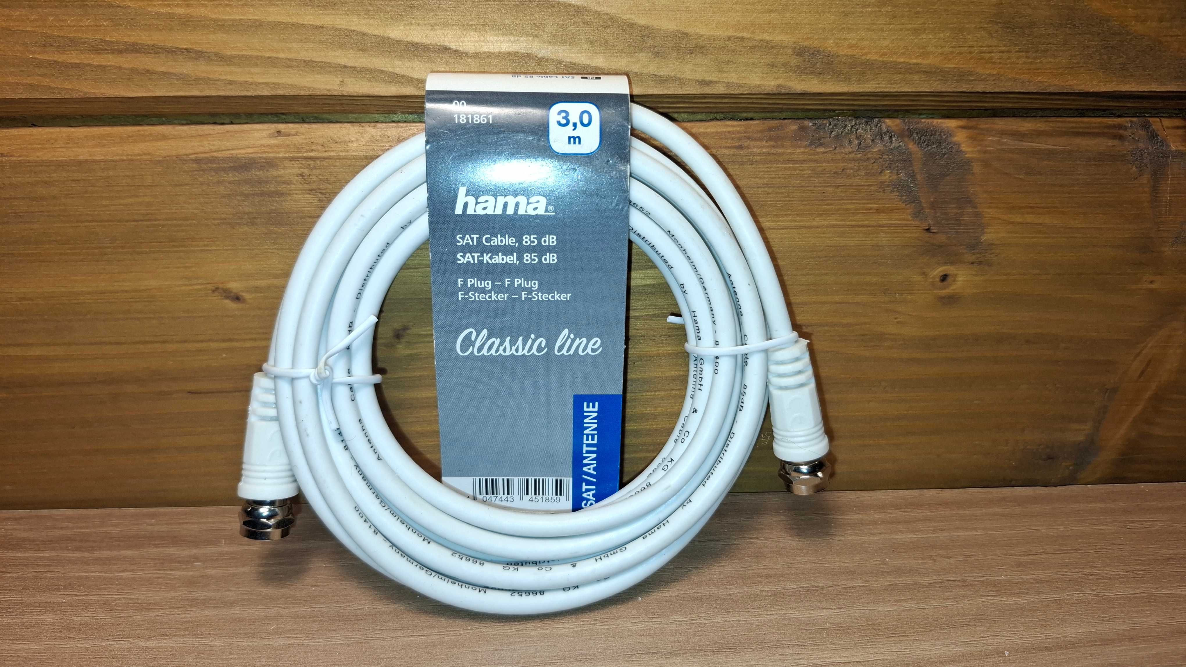 Kabel Antenowy - HAMA - Kabel Koncentryczny - DVB-T2 - 3 metry