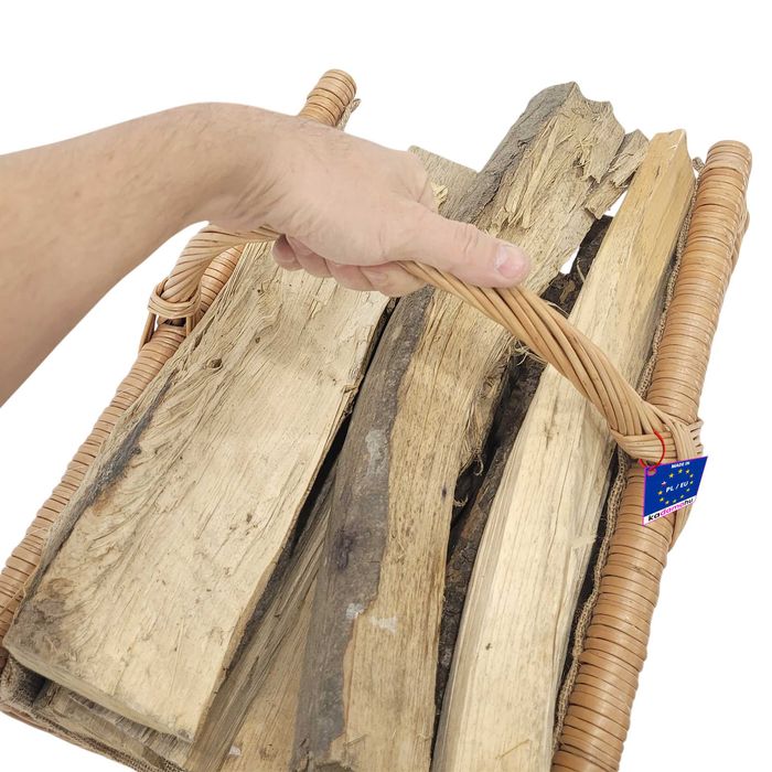 Kosz wiklinowy na drewno z jutą Rynna 50x43x32cm koszyk kominkowy