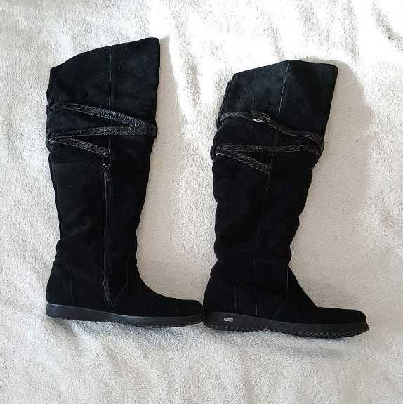 Женские  черные  замшевые сапоги 38 р
