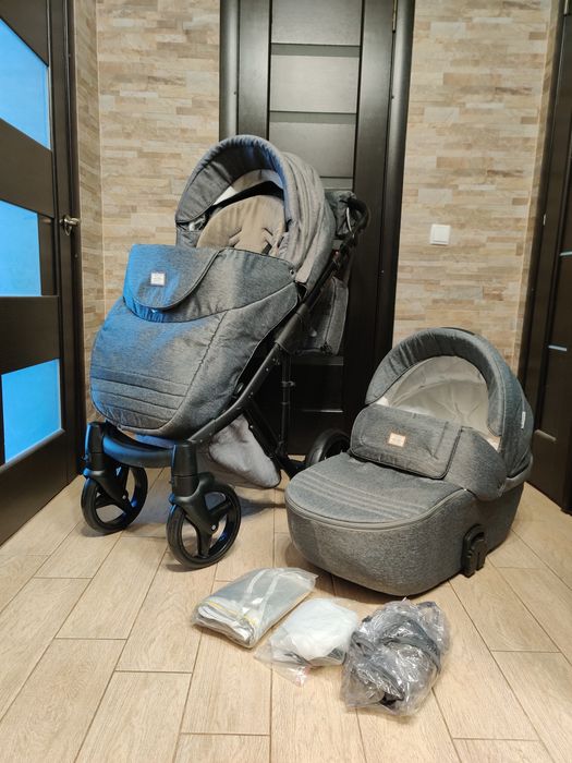 Коляска Adamex Luciano Jeans 2 в 1 сіра