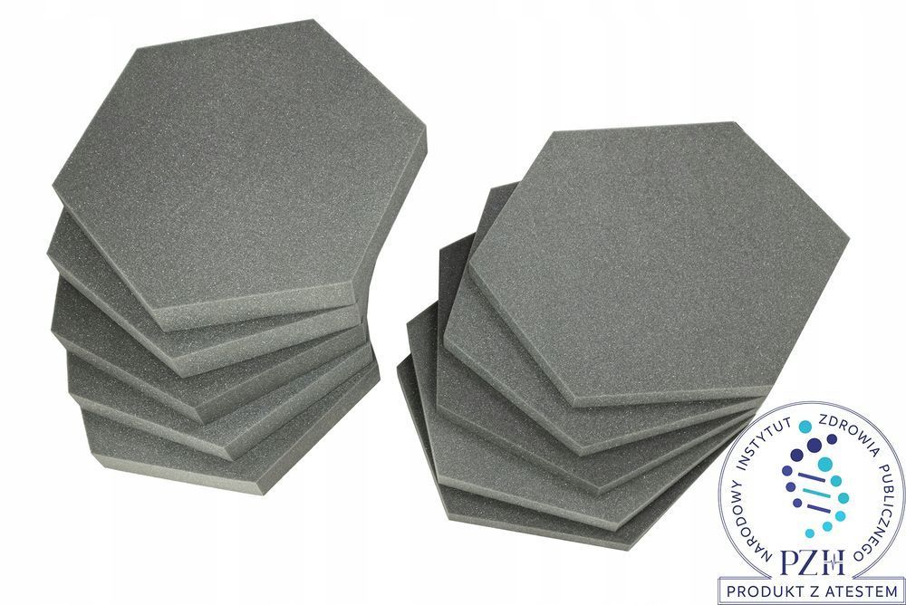 Tapeta Akustyczna Pianka Wygłuszająca HEXAGON Panel 10szt Zestaw