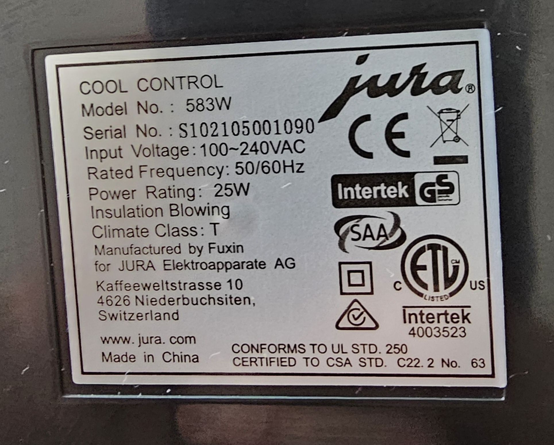 Chłodziarka do mleka Cool Control Jura