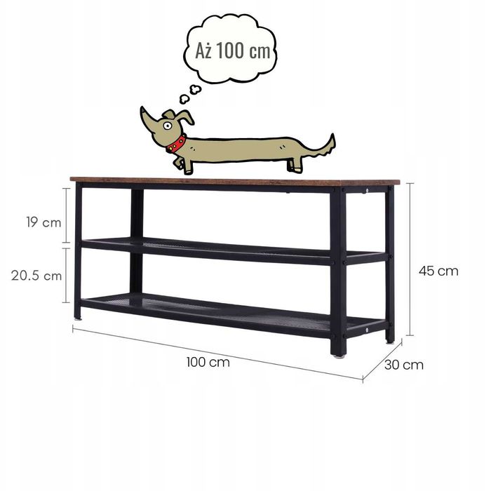 NOWA Ławka Półka na Buty LOFT industri* Siedzisko do Przedpokoju Regał