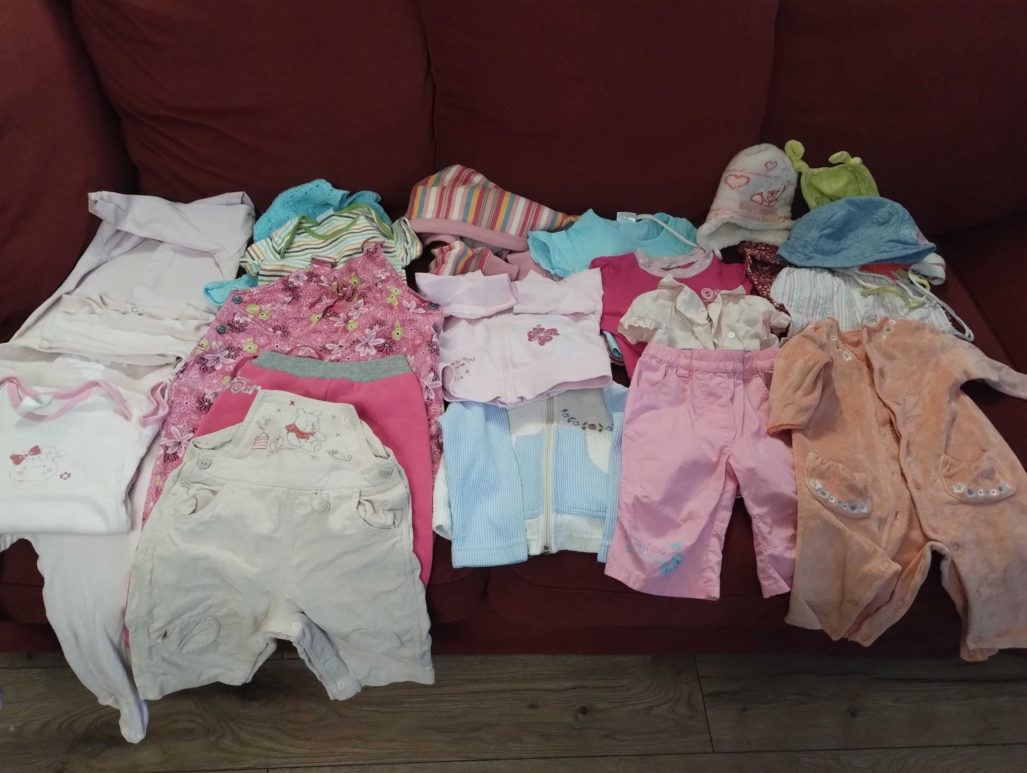Ubranka dziewczynka 3-12m. zestaw paka 131 sztuk