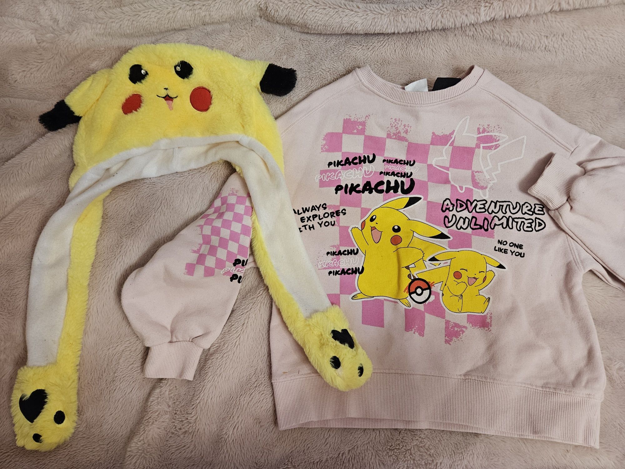 Zestaw Pokemon Pikachu Zara czapka i bluza r. 140