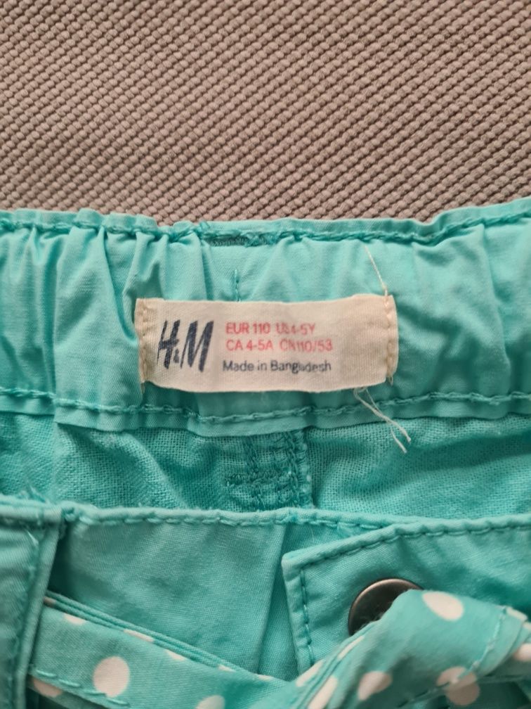 Nowe H&M krótkie spodenki bawełna rozm 110 zielony