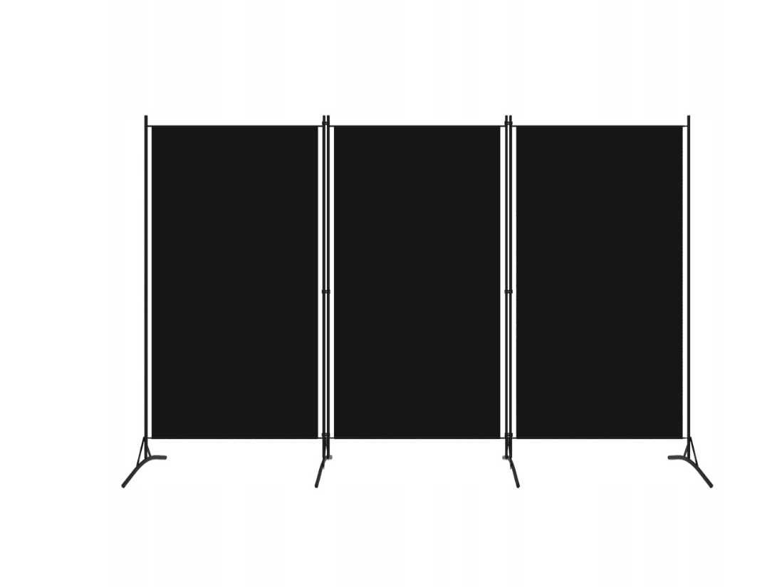 Parawan 3-panelowy, czarny, 260 x 180 cm n