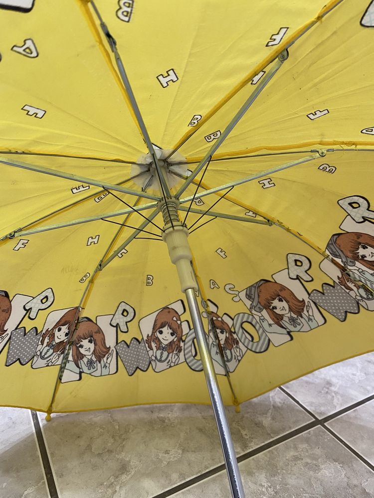 Żółty parasol dziecięcy parasolka vintage retro