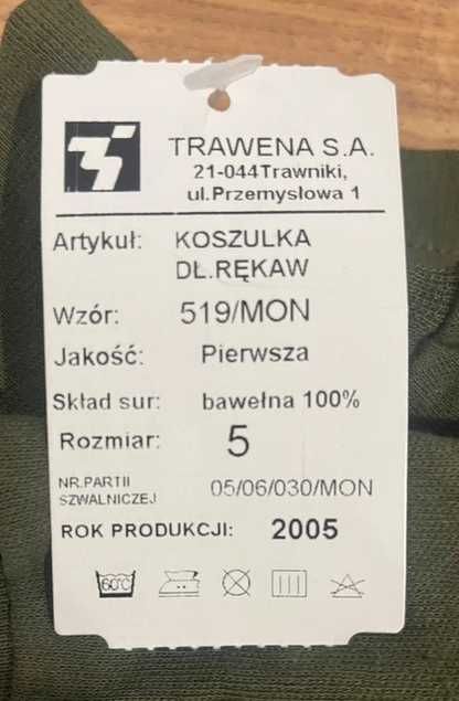Koszulka wojskowa długi rękaw bawełna khaki