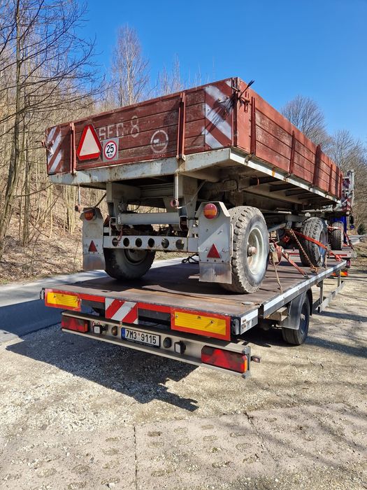 Przyczepa sztywna jednoosiowa do przewozu kontenerów tandem ciężarowa