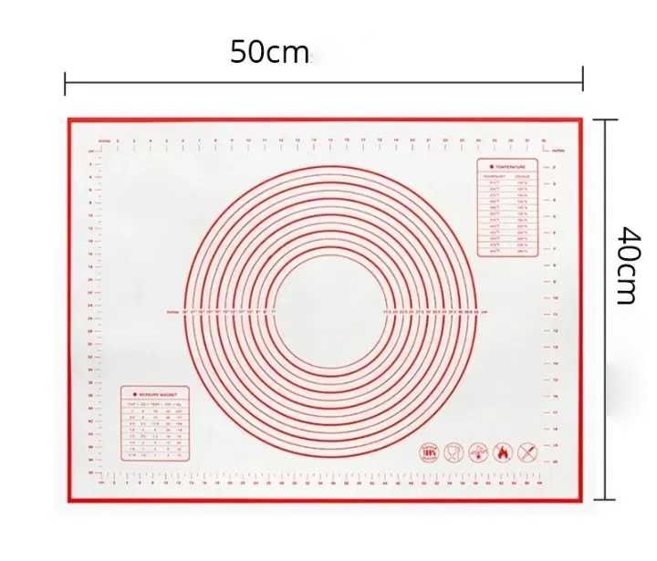 Silikonowa mata do kuchni, stolnica, do wyrabiania ciasta - 50x40 cm