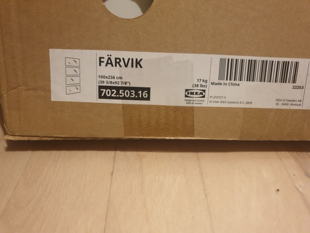 FARVIK FÄRVIK Panel szklany szkło, biały 100x236 do PAX